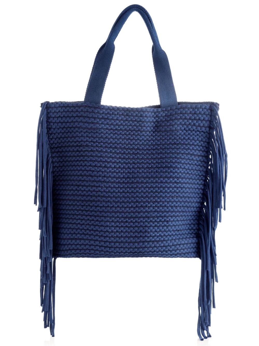 Antik Kraft Fringe Knit Tote Bag Purse Handbag Woven Navy Blue NEW